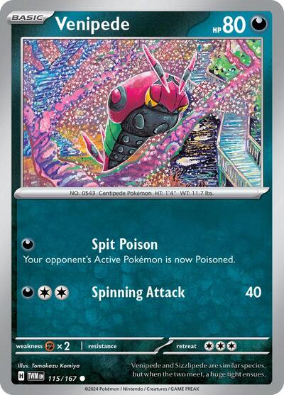 Venipede (SV06: Twilight Masquerade) Near Mint Reverse Holofoil - Nick Nack's Full Frontal Attack