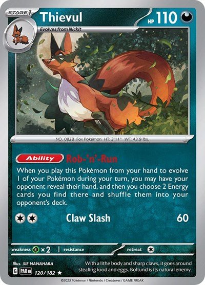 Thievul (Scarlet and Violet: Paradox Rift) Near Mint Holofoil - Nick Nack's Full Frontal Attack