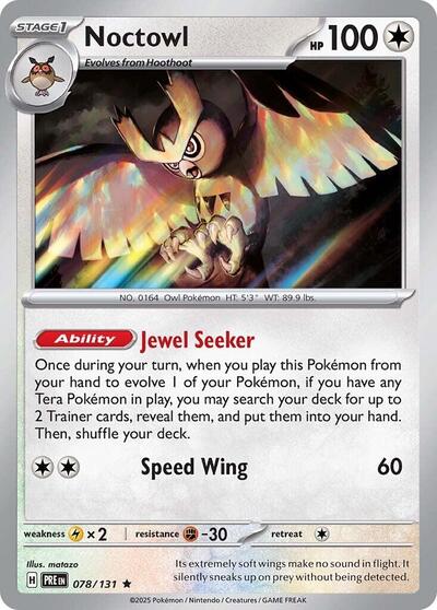 Noctowl (SV: Prismatic Evolutions) Near Mint Holofoil - Nick Nack's Full Frontal Attack