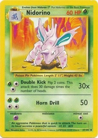 Nidorino (Base Set) Medium Play