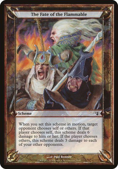 The Fate of the Flammable (Archenemy) (Oversize Cards) Medium Play - Nick Nack's Full Frontal Attack