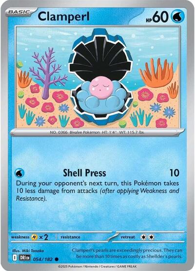 Clamperl - 054 (SV10: Destined Rivals) Near Mint - Nick Nack's Full Frontal Attack