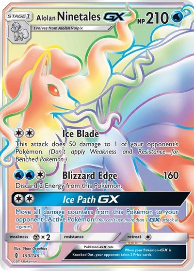 Alolan Ninetales GX (Secret) (SM - Guardians Rising) Near Mint Holofoil - Nick Nack's Full Frontal Attack