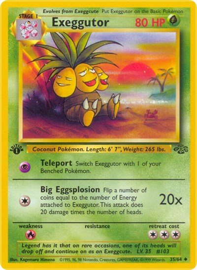 Exeggutor (Jungle) Light Play 1st Edition - Nick Nack's Full Frontal Attack