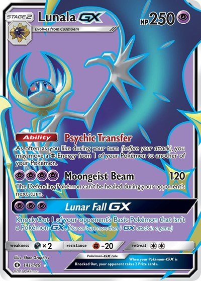Lunala GX (Full Art) (SM Base Set) Near Mint Holofoil - Nick Nack's Full Frontal Attack
