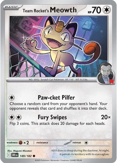 Team Rocket's Meowth (SV10: Destined Rivals) Near Mint - Nick Nack's Full Frontal Attack