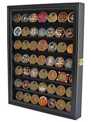Challenge Coin / Casino Chip Display Case Cabinet Holder Shadow Box - Glass Door - Nick Nack's Full Frontal Attack
