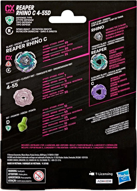 Beyblade X - CX: Reaper Rhino C 4-55D - Nick Nack's Full Frontal Attack