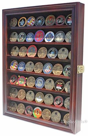LOCKABLE Military Challenge Coin Display Case Cabinet Rack Holder - Nick Nack's Full Frontal Attack