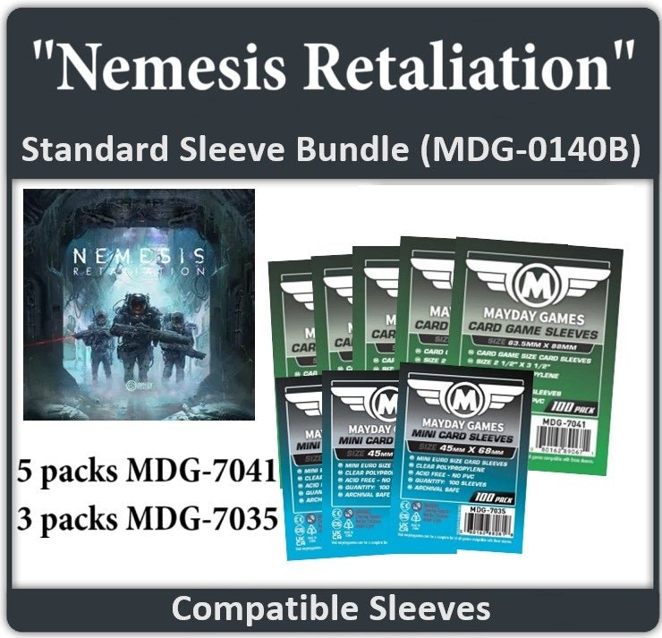"Nemesis Retaliation" All In Gamefound Compatible Sleeve Bundle - Nick Nack's Full Frontal Attack