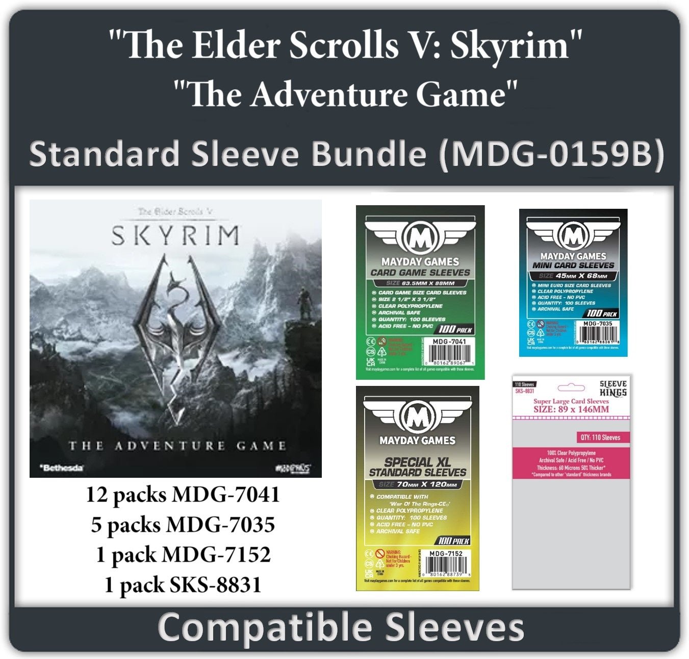 "The Elder Scrolls V: Skyrim – The Adventure Game" Compatible Card Sleeve Bundle - Nick Nack's Full Frontal Attack