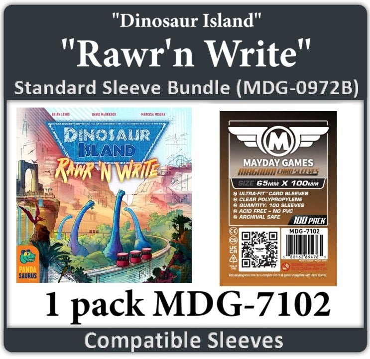 "Dinosaur Island: Rawr'n Write" Compatible Card Sleeve Bundle - Nick Nack's Full Frontal Attack