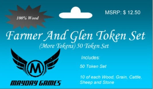 Farmer And Glen (Glen More) Wooden Token Set (50 wooden tokens) - Nick Nack's Full Frontal Attack