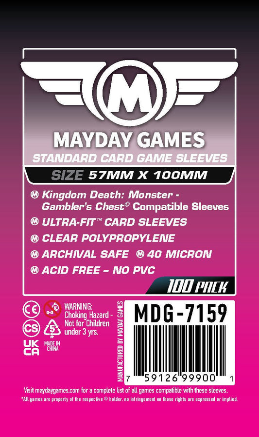 "Kingdom Death Gambler's Chest" Large Compatible Sleeves (57x100mm) Standard 7159 or Premium 7164 - Nick Nack's Full Frontal Attack