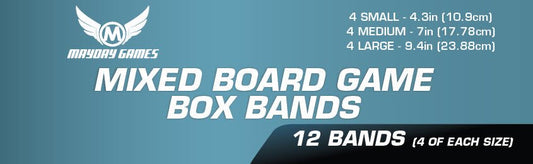 12 Pack of Mixed Board Game Box Bands (4 of each Small, Medium, Large) - Nick Nack's Full Frontal Attack