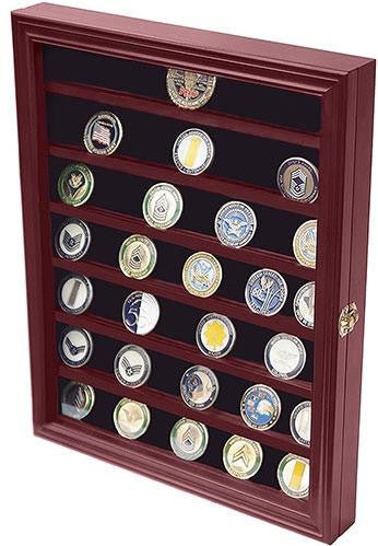 Flag Connections Military Challenge Coin Display Case Cabinet Rack Holder with Door - Nick Nack's Full Frontal Attack