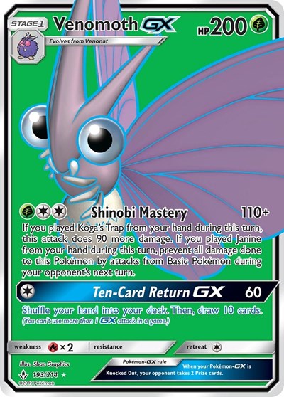 Venomoth GX (Full Art) (SM - Unbroken Bonds) Near Mint Holofoil
