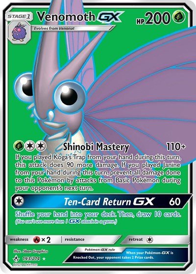 Venomoth GX (Full Art) (SM - Unbroken Bonds) Near Mint Holofoil - Nick Nack's Full Frontal Attack