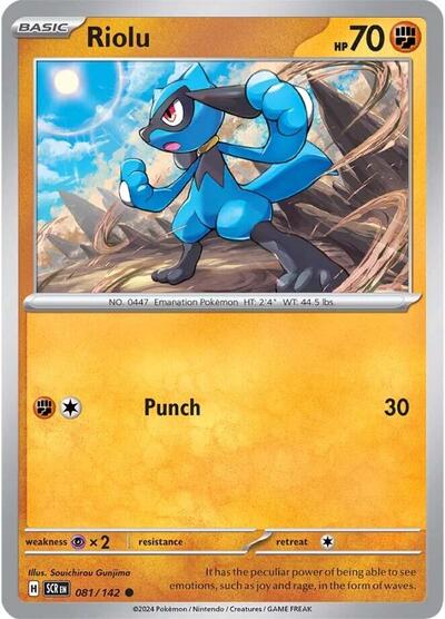 Riolu (SV07: Stellar Crown) Near Mint Reverse Holofoil - Nick Nack's Full Frontal Attack