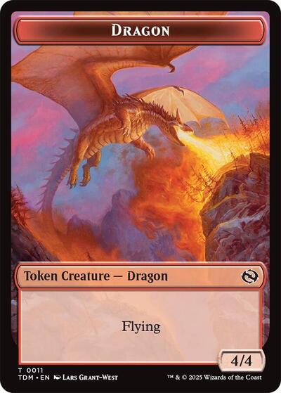 Dragon (0011) / Warrior Double-Sided Token (Tarkir: Dragonstorm) Near Mint - Nick Nack's Full Frontal Attack