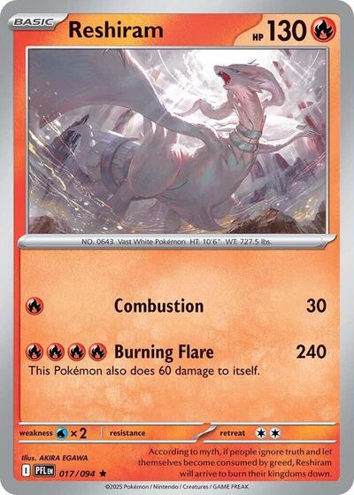 Reshiram (ME02: Phantasmal Flames) Near Mint Holofoil - Nick Nack's Full Frontal Attack