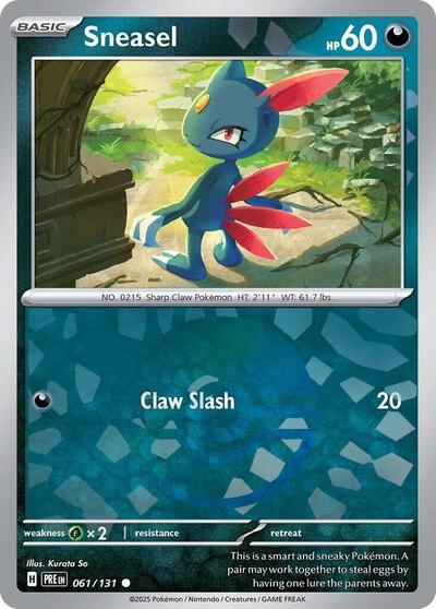 Sneasel (Poke Ball Pattern) (SV: Prismatic Evolutions) Near Mint Holofoil - Nick Nack's Full Frontal Attack