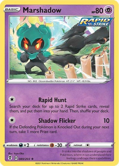 Marshadow (SWSH07: Evolving Skies) Near Mint Holofoil - Nick Nack's Full Frontal Attack