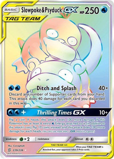 Slowpoke & Psyduck GX (Secret) (SM - Unified Minds) Near Mint Holofoil - Nick Nack's Full Frontal Attack