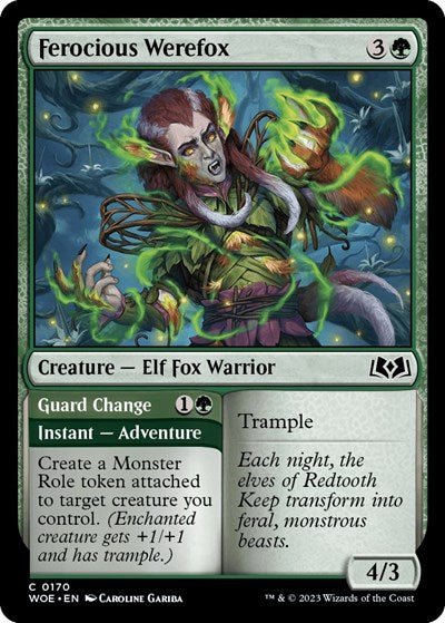 Ferocious Werefox (Wilds of Eldraine) Near Mint - Nick Nack's Full Frontal Attack