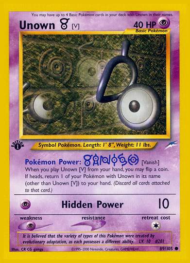 Unown (V) (Neo Destiny) Light Play 1st Edition