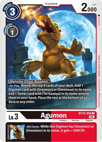 Agumon BT12-059 (Across Time) Near Mint - Nick Nack's Full Frontal Attack