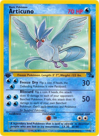 Articuno (17) (Fossil) Damaged / Poor Unlimited - Nick Nack's Full Frontal Attack