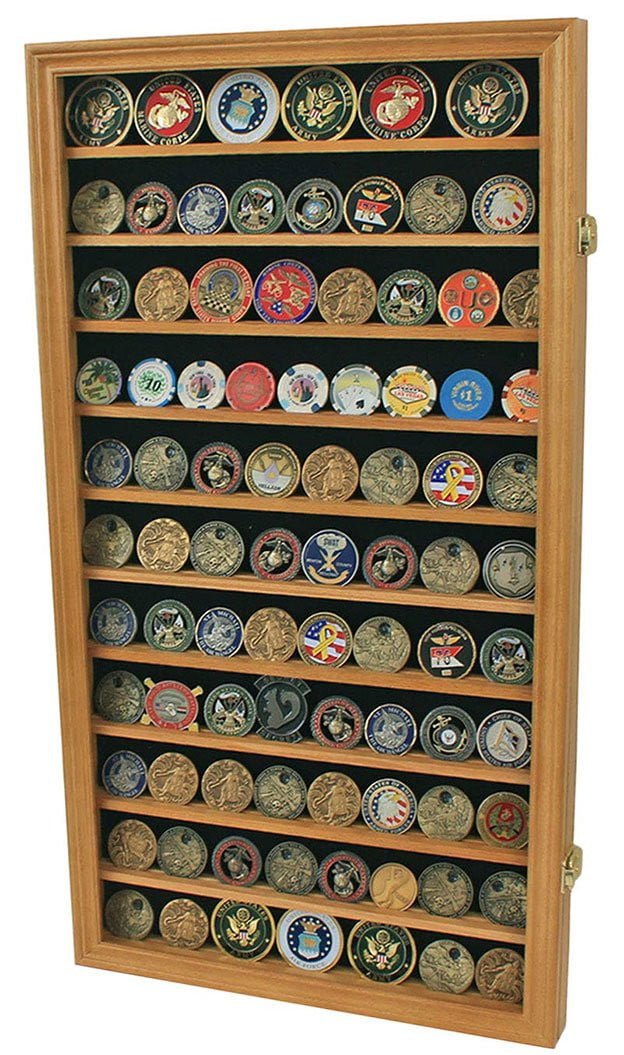 Large Military Challenge Coin Display Case Cabinet Rack Holder - Nick Nack's Full Frontal Attack