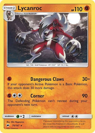 Lycanroc (75) (SM - Burning Shadows) Near Mint Holofoil