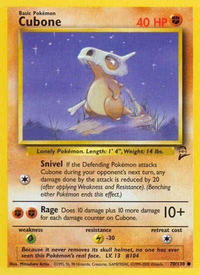 Cubone (Base Set 2) Damaged / Poor - Nick Nack's Full Frontal Attack