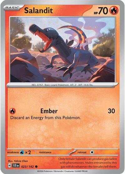 Salandit (SV07: Stellar Crown) Near Mint Reverse Holofoil - Nick Nack's Full Frontal Attack