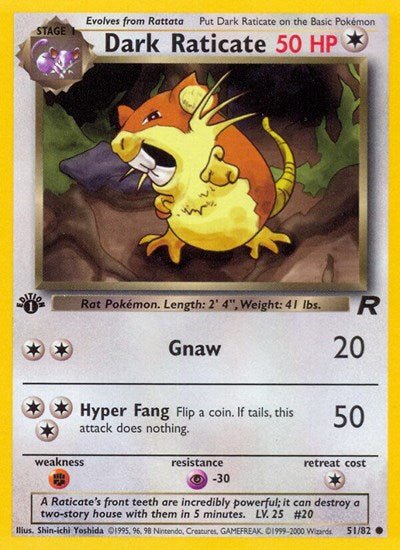 Dark Raticate (Team Rocket) Medium Play 1st Edition - Nick Nack's Full Frontal Attack