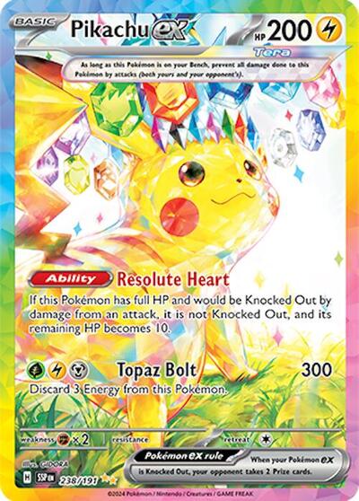 Pikachu ex - 238 (SV08: Surging Sparks) Near Mint Holofoil