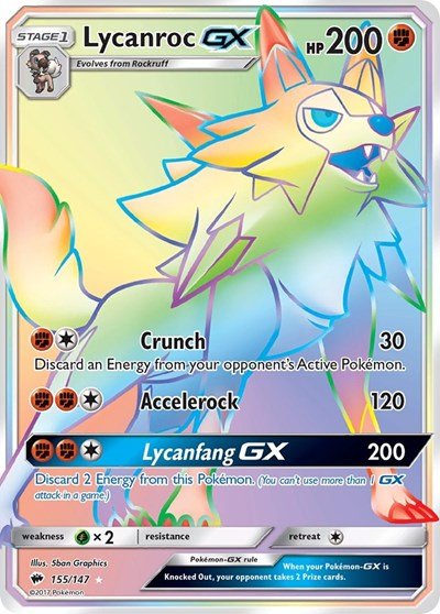 Lycanroc GX (Secret) (SM - Burning Shadows) Near Mint Holofoil - Nick Nack's Full Frontal Attack