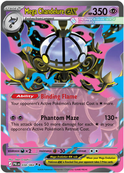Mega Chandelure ex - 038 (ME05: Pitch Black) Near Mint Holofoil