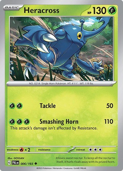 Heracross - 006 (SV02: Paldea Evolved) Near Mint Reverse Holofoil - Nick Nack's Full Frontal Attack