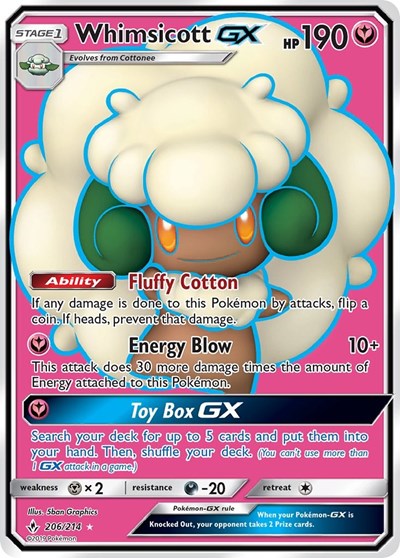Whimsicott GX (Full Art) (SM - Unbroken Bonds) Near Mint Holofoil