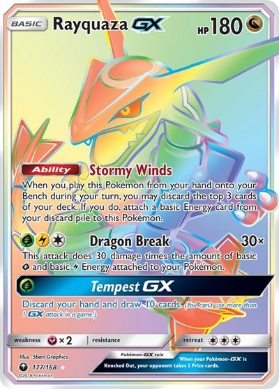 Rayquaza GX (Secret) (SM - Celestial Storm) Near Mint Holofoil - Nick Nack's Full Frontal Attack