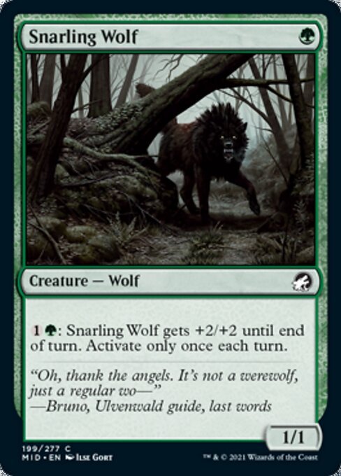 Snarling Wolf (Innistrad: Midnight Hunt) Near Mint - Nick Nack's Full Frontal Attack