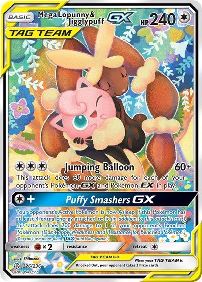 Mega Lopunny & Jigglypuff GX (Alternate Full Art) (SM - Cosmic Eclipse) Near Mint Holofoil - Nick Nack's Full Frontal Attack