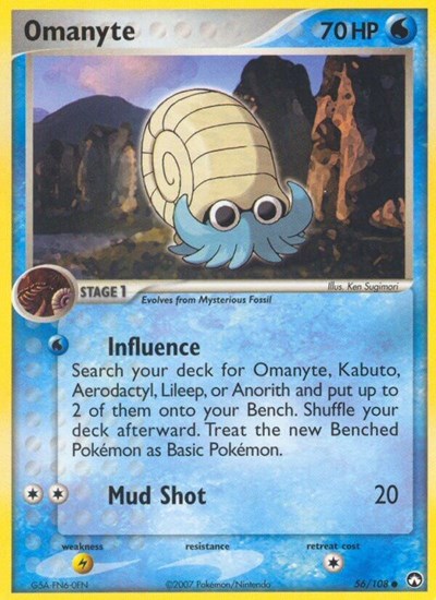 Omanyte (Power Keepers) Damaged / Poor Reverse Holofoil