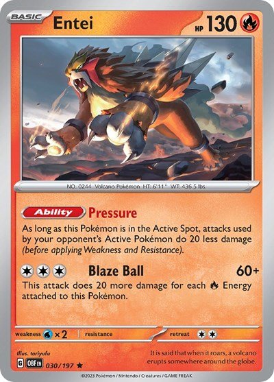 Entei (Scarlet and Violet: Obsidian Flames) Near Mint Holofoil - Nick Nack's Full Frontal Attack