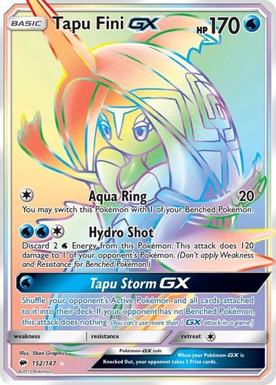 Tapu Fini GX (Secret) (SM - Burning Shadows) Near Mint Holofoil - Nick Nack's Full Frontal Attack