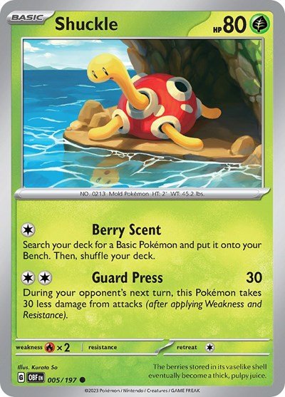 Shuckle (Scarlet and Violet: Obsidian Flames) Near Mint - Nick Nack's Full Frontal Attack