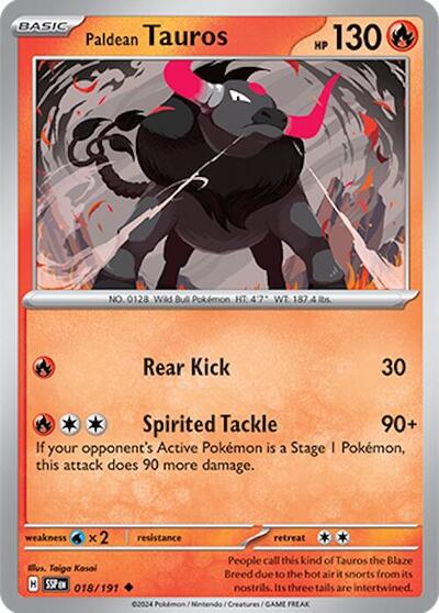 Paldean Tauros - 018 (SV08: Surging Sparks) Near Mint
